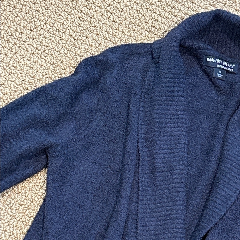 Barefoot Dreams CozyChic Lite Circle Cardi Open Front Cardigan Medium Black - Picture 4 of 17